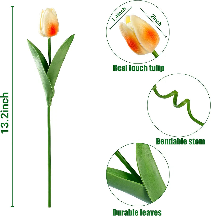 15 Pcs Artificial Real Touch Tulip Stems for Decoration