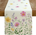 Watercolor Daisy & Butterfly Table Runner 13x72"