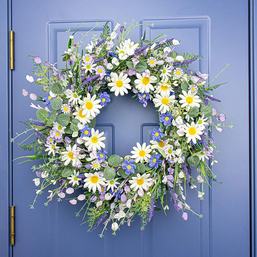 22-Inch Blue Wildflower Summer Wreath