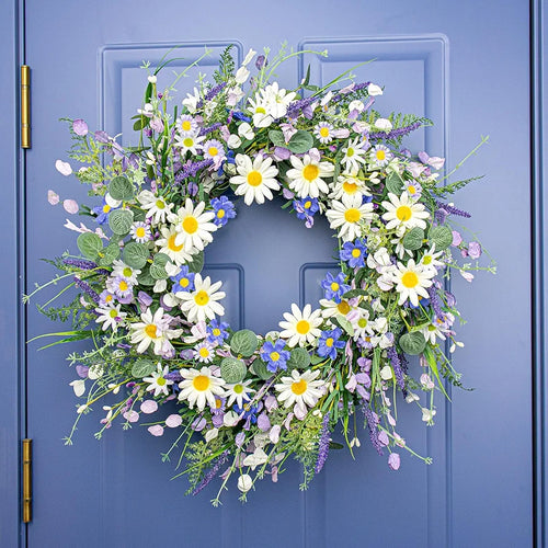 22-Inch Blue Wildflower Summer Wreath