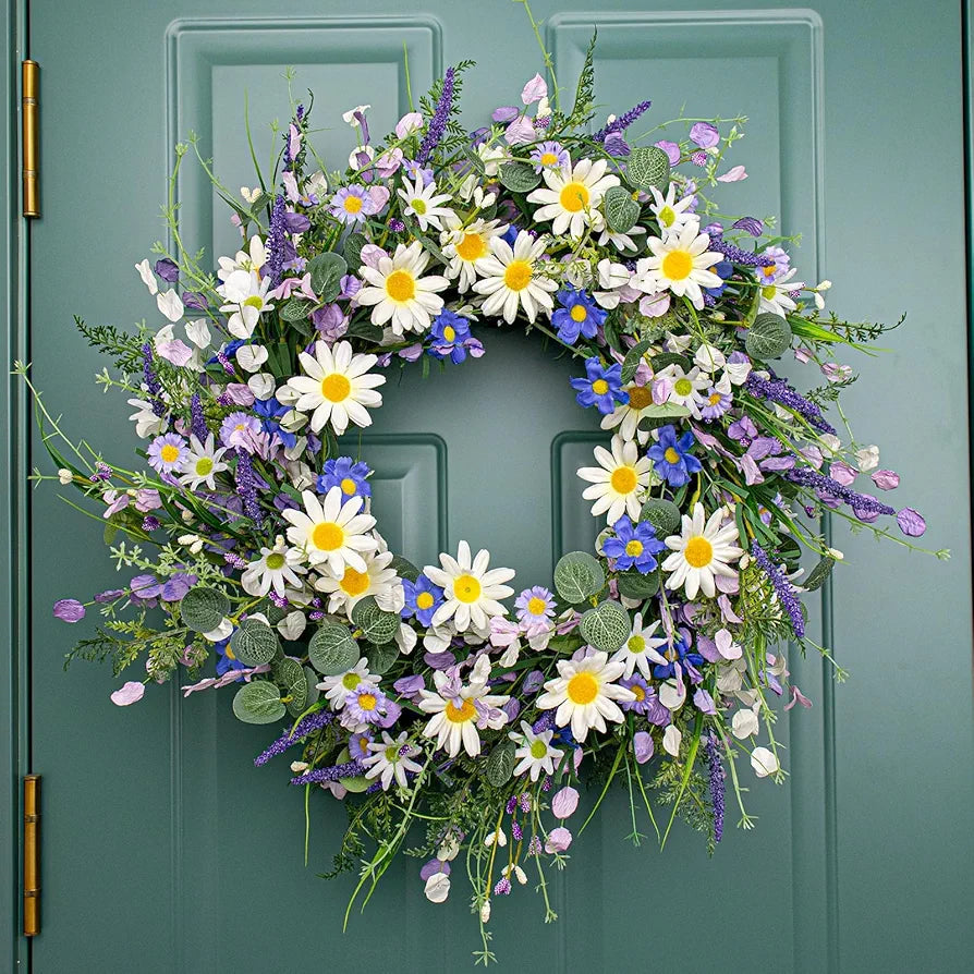 22-Inch Blue Wildflower Summer Wreath