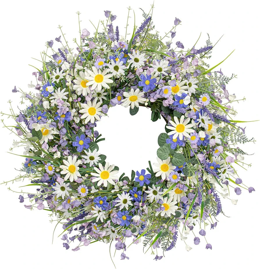 22-Inch Blue Wildflower Summer Wreath