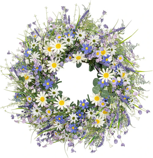 22-Inch Blue Wildflower Summer Wreath