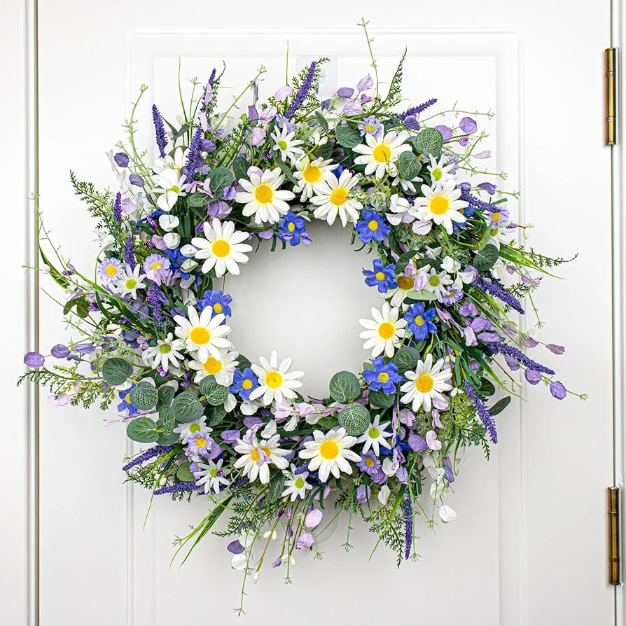 22-Inch Blue Wildflower Summer Wreath