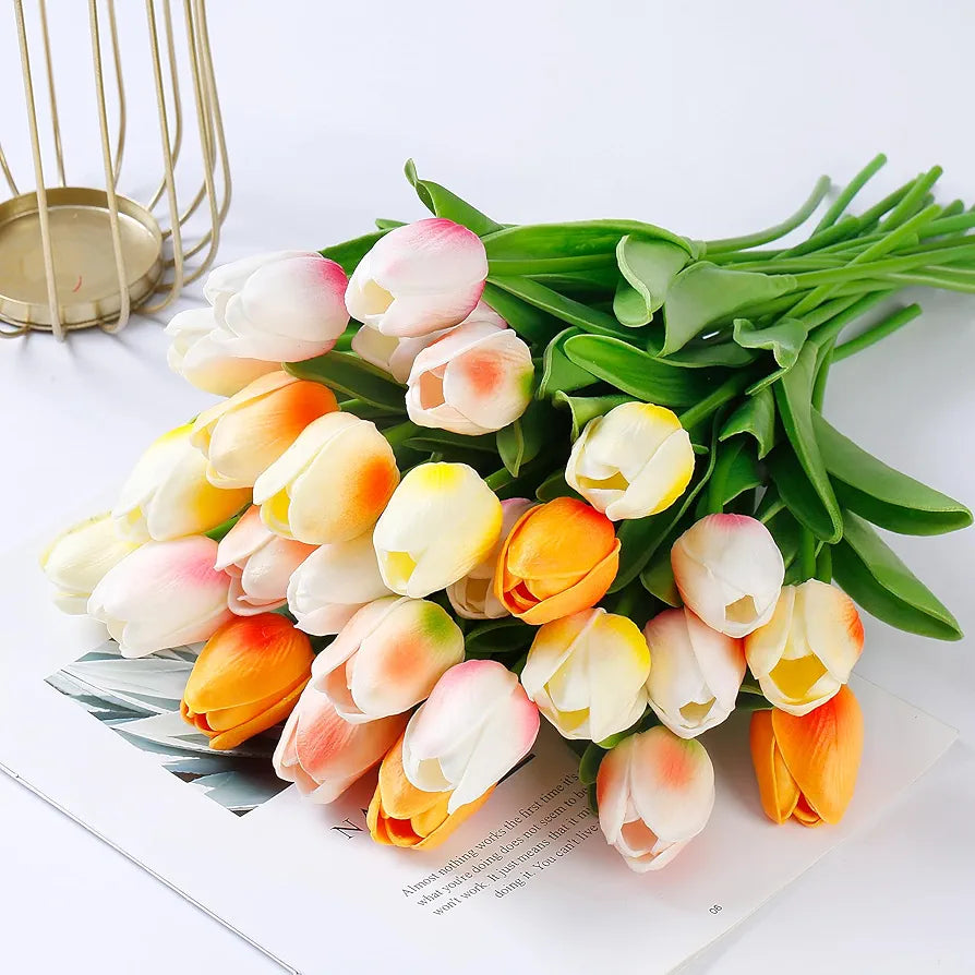 15 Pcs Artificial Real Touch Tulip Stems for Decoration