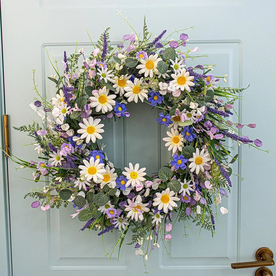 22-Inch Blue Wildflower Summer Wreath