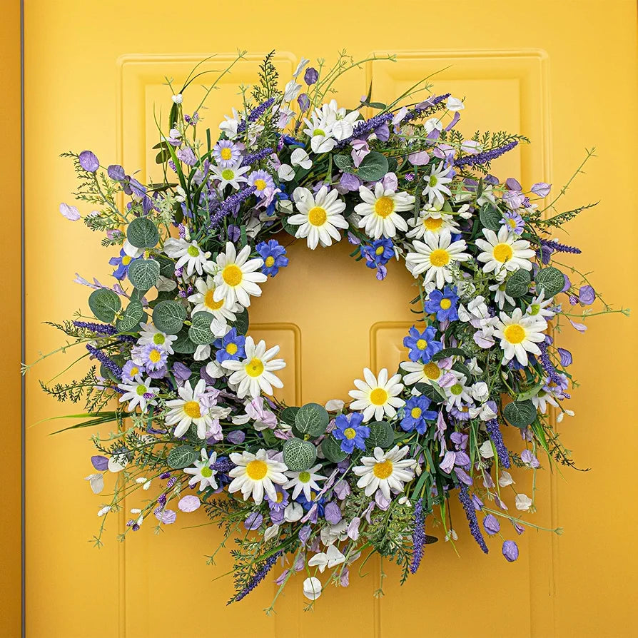 22-Inch Blue Wildflower Summer Wreath
