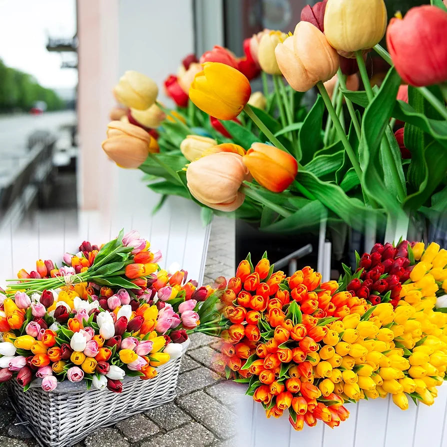 15 Pcs Artificial Real Touch Tulip Stems for Decoration