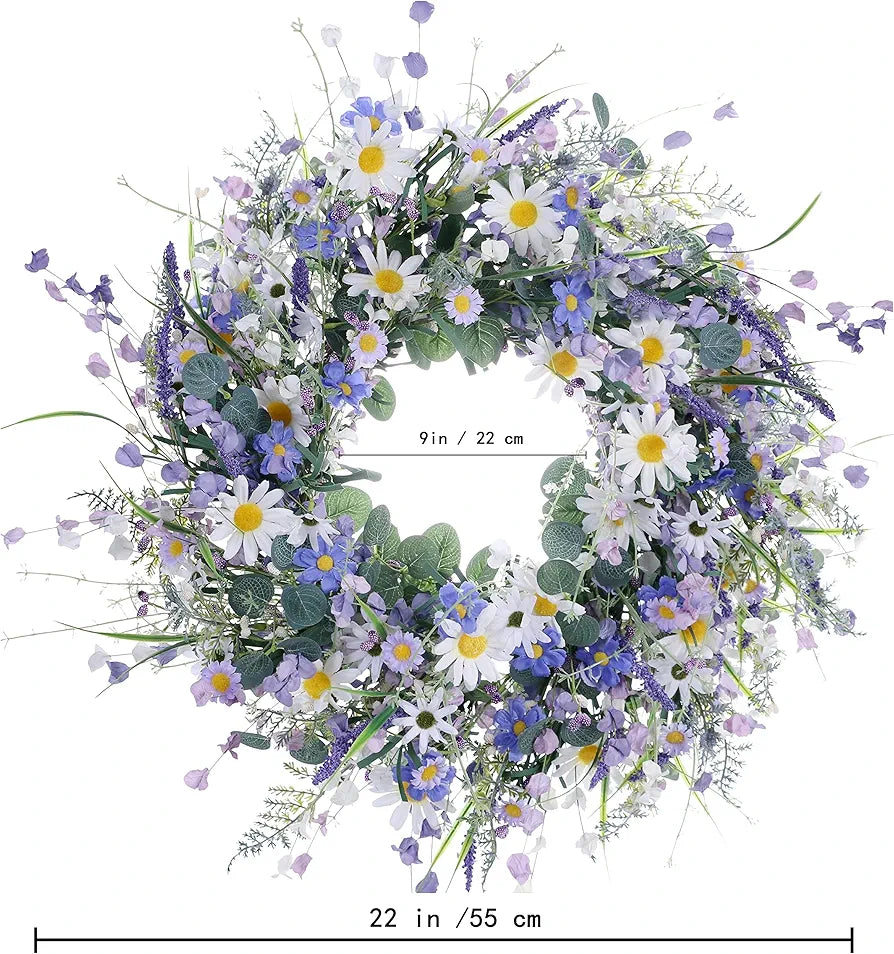 22-Inch Blue Wildflower Summer Wreath