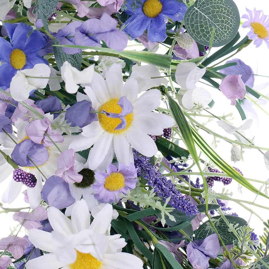 22-Inch Blue Wildflower Summer Wreath